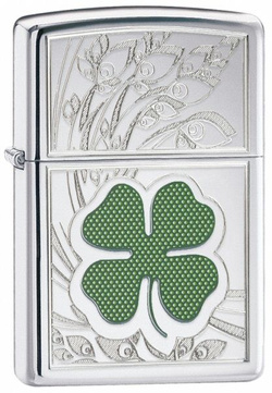 Zapalniczka Benzynowa Zippo Four Leaf Clover Thumbprint High Polish Chrome 24699