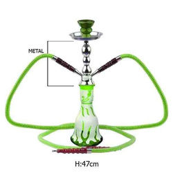 Shisha, fajka wodna 2 węże, zielona 06566